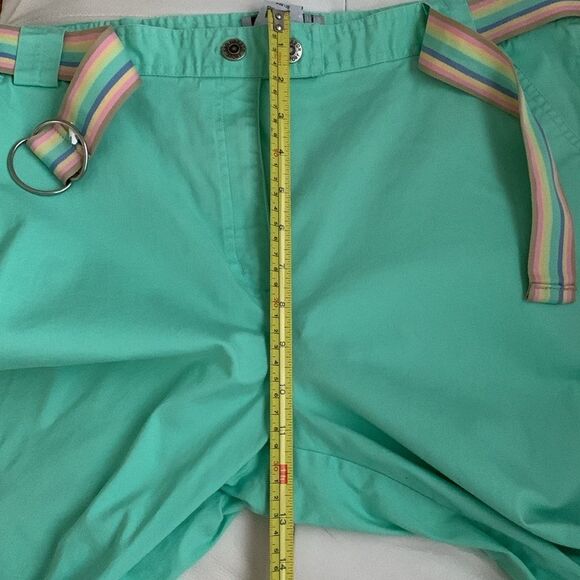 Sag & Harbor Sport Mint Green Cropped Pants with Striped Belt Size 16 - Picture 4 of 10